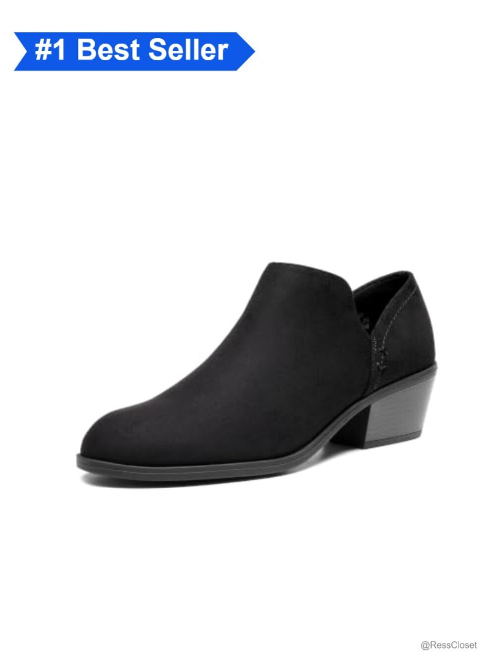 Chunky Heel Ankle Boots Faux Suede Side Zip Dress Booties